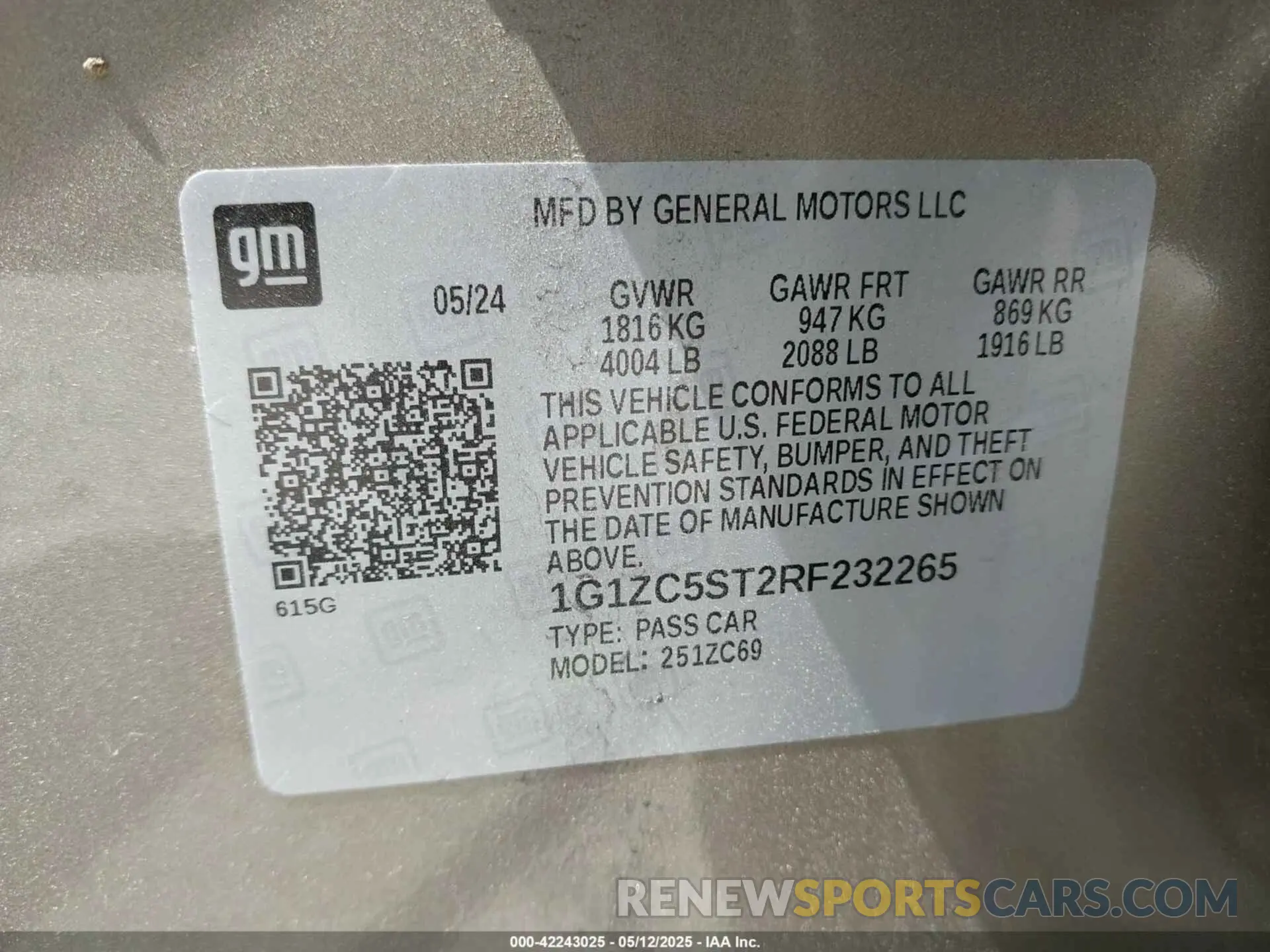 9 Photograph of a damaged car 1G1ZC5ST2RF232265 CHEVROLET MALIBU 2024