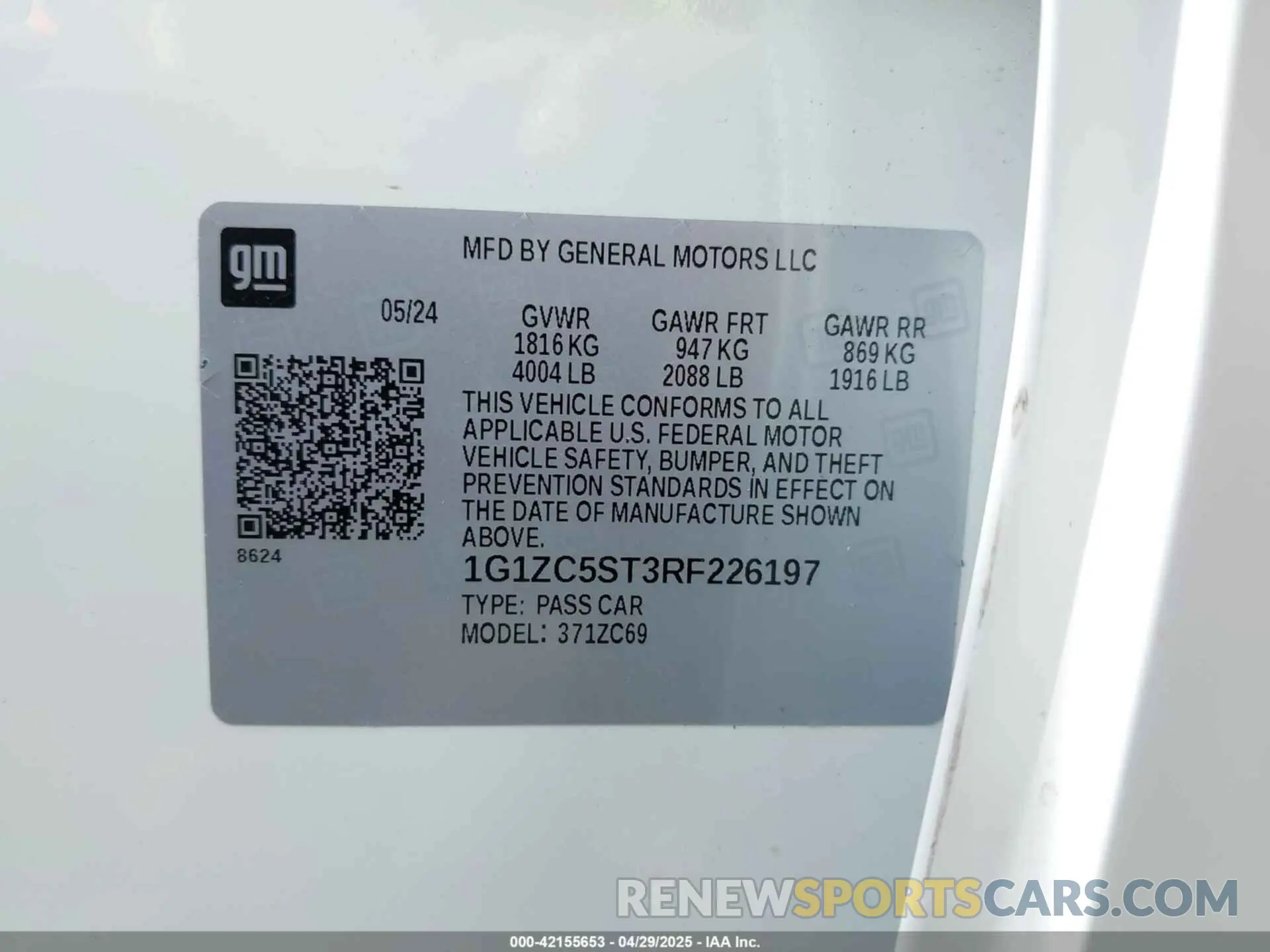 9 Photograph of a damaged car 1G1ZC5ST3RF226197 CHEVROLET MALIBU 2024
