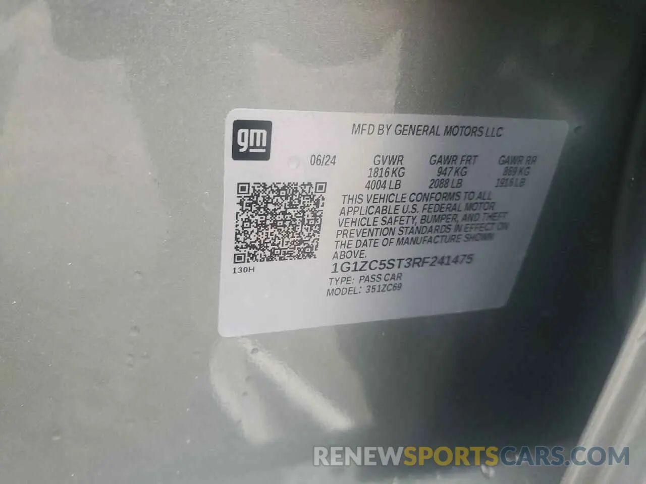 12 Photograph of a damaged car 1G1ZC5ST3RF241475 CHEVROLET MALIBU 2024