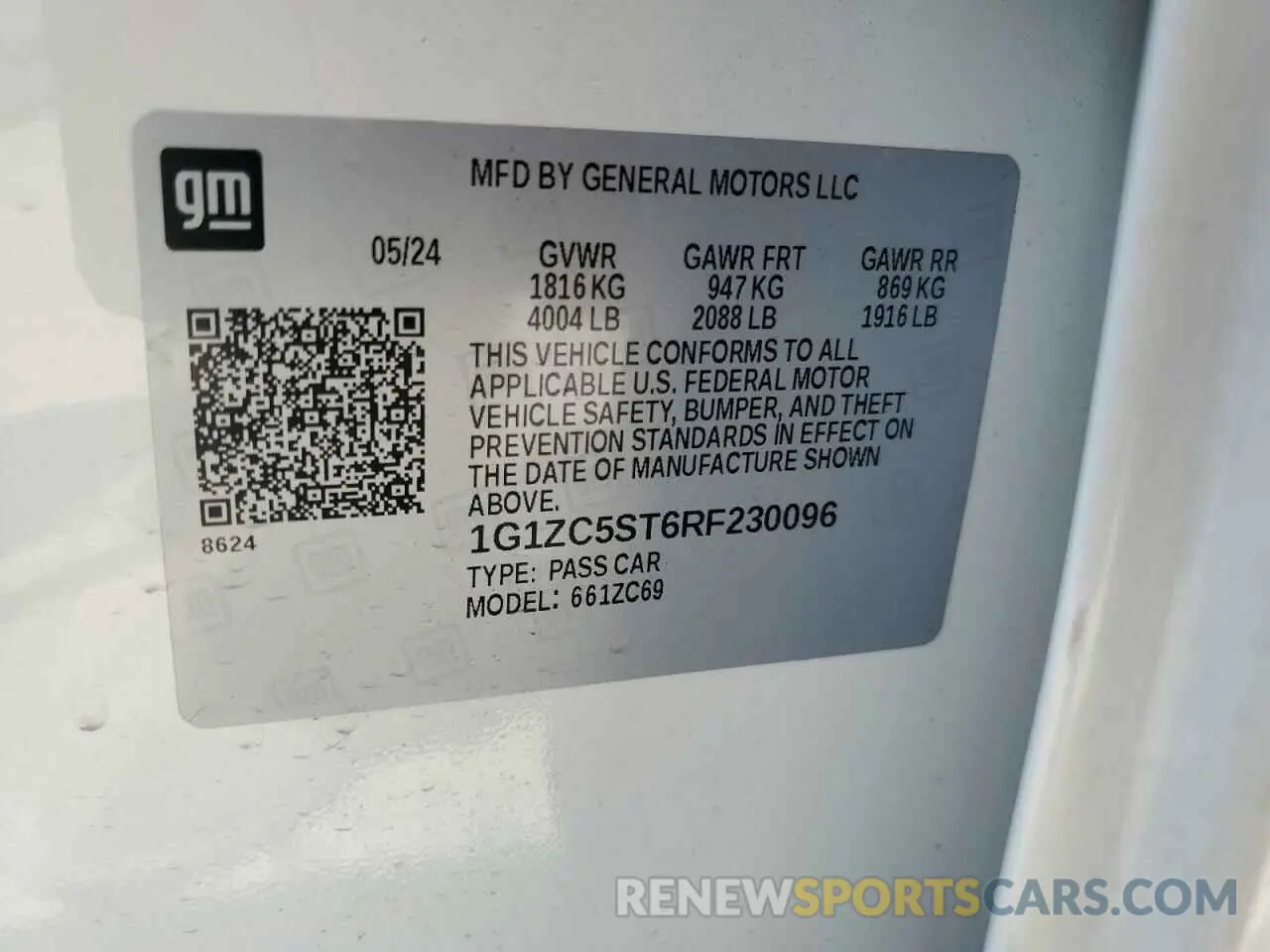 12 Photograph of a damaged car 1G1ZC5ST6RF230096 CHEVROLET MALIBU 2024