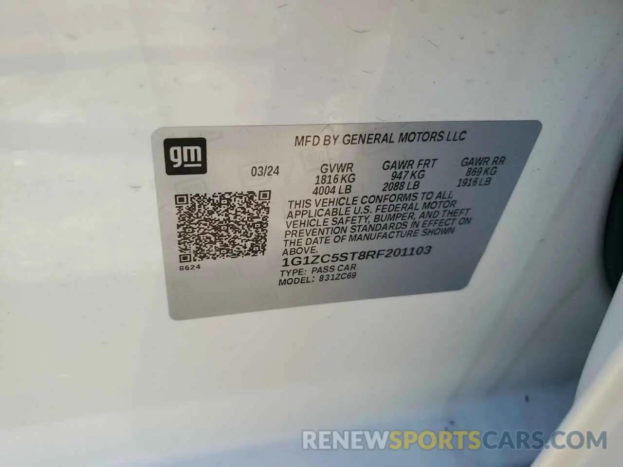 14 Photograph of a damaged car 1G1ZC5ST8RF201103 CHEVROLET MALIBU 2024