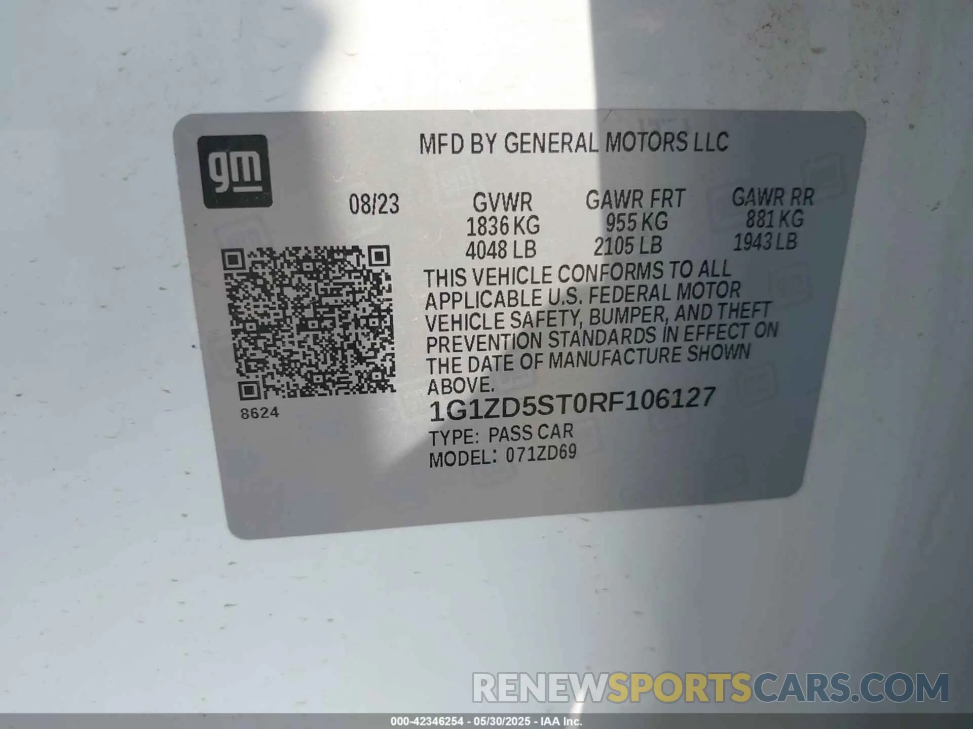 9 Photograph of a damaged car 1G1ZD5ST0RF106127 CHEVROLET MALIBU 2024
