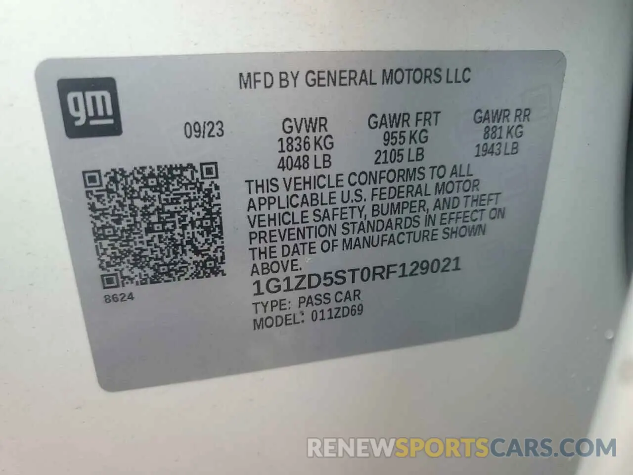 12 Photograph of a damaged car 1G1ZD5ST0RF129021 CHEVROLET MALIBU 2024