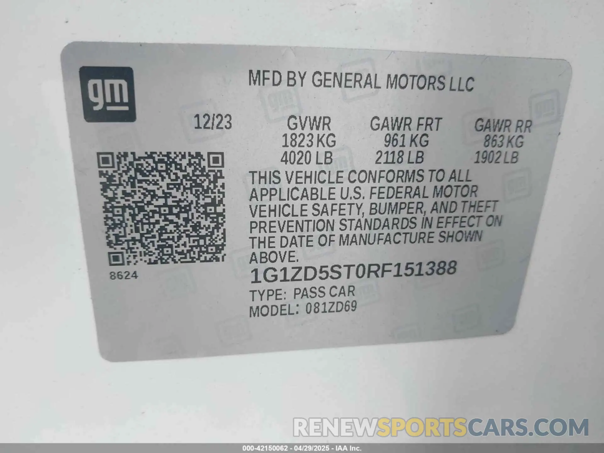 9 Photograph of a damaged car 1G1ZD5ST0RF151388 CHEVROLET MALIBU 2024