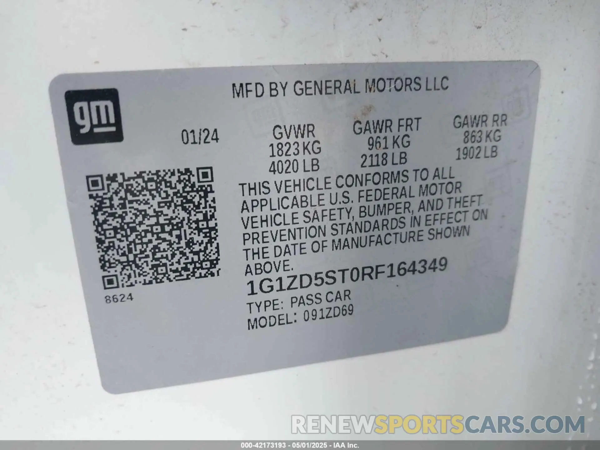 9 Photograph of a damaged car 1G1ZD5ST0RF164349 CHEVROLET MALIBU 2024