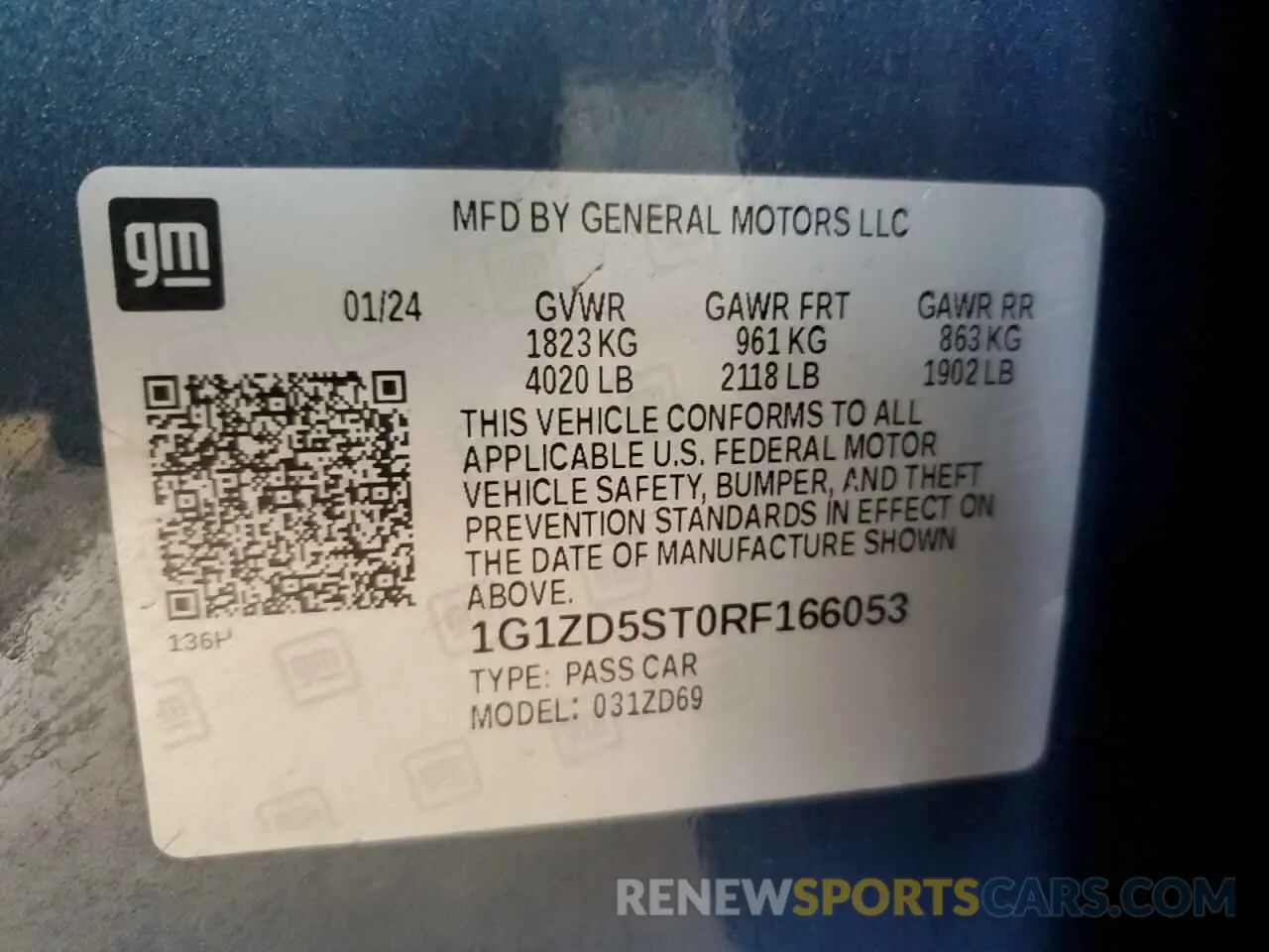 12 Photograph of a damaged car 1G1ZD5ST0RF166053 CHEVROLET MALIBU 2024