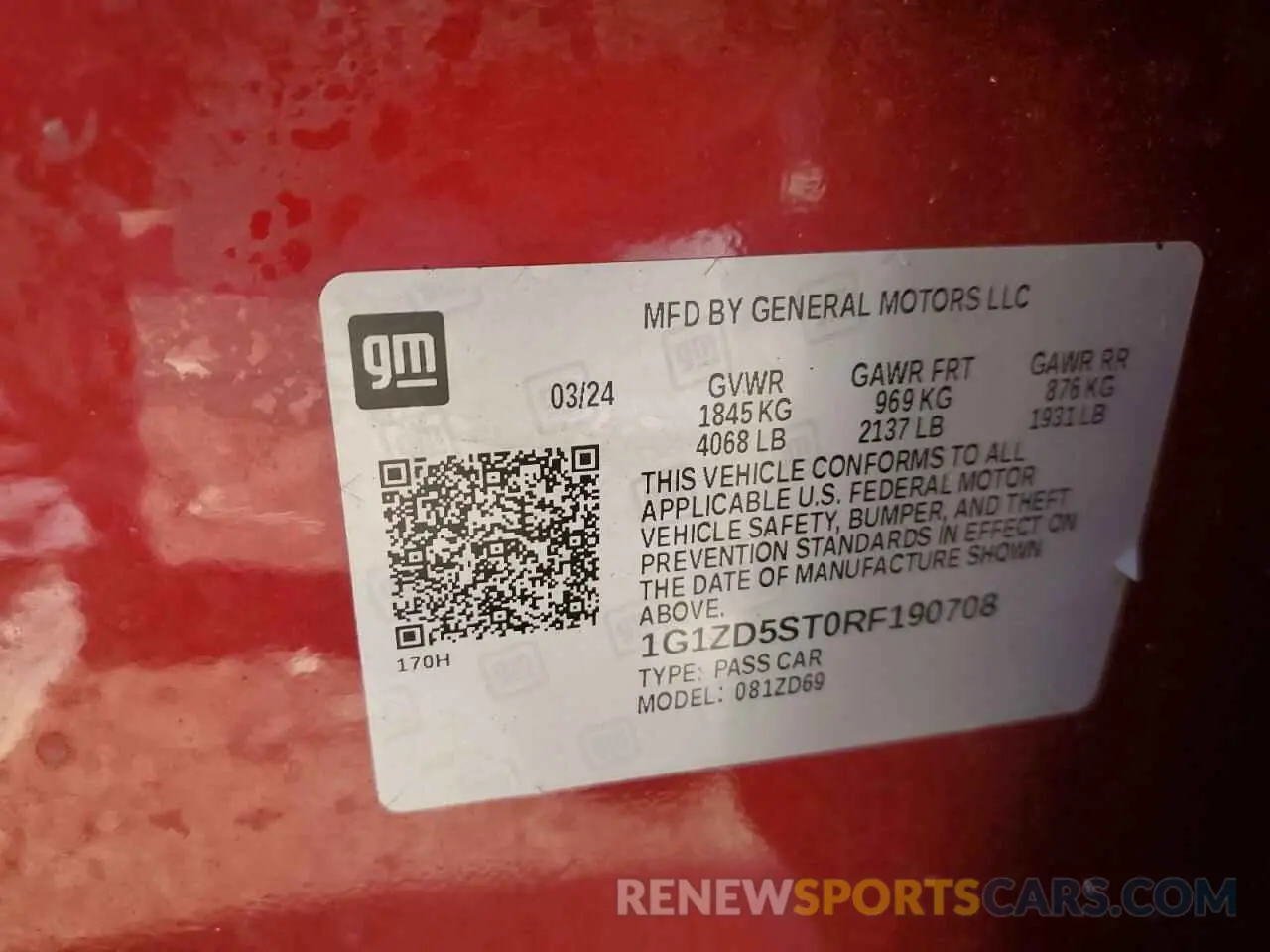 14 Photograph of a damaged car 1G1ZD5ST0RF190708 CHEVROLET MALIBU 2024
