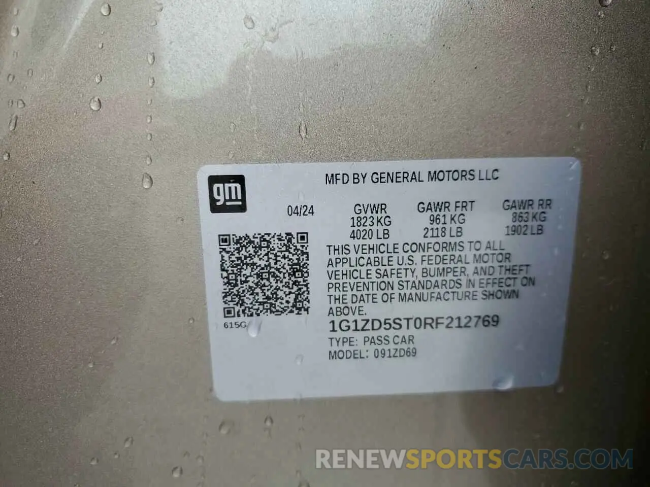 12 Photograph of a damaged car 1G1ZD5ST0RF212769 CHEVROLET MALIBU 2024