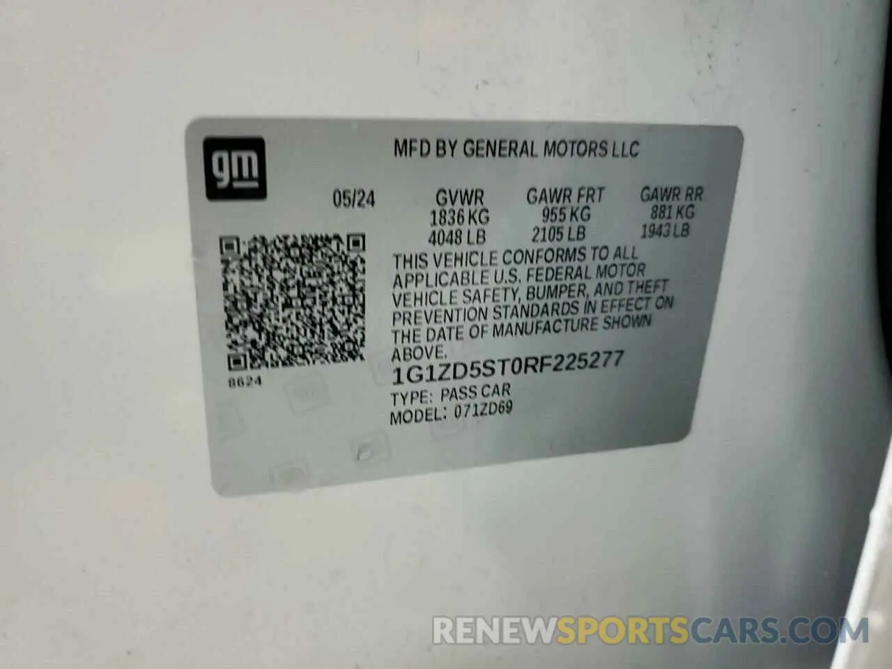 12 Photograph of a damaged car 1G1ZD5ST0RF225277 CHEVROLET MALIBU 2024