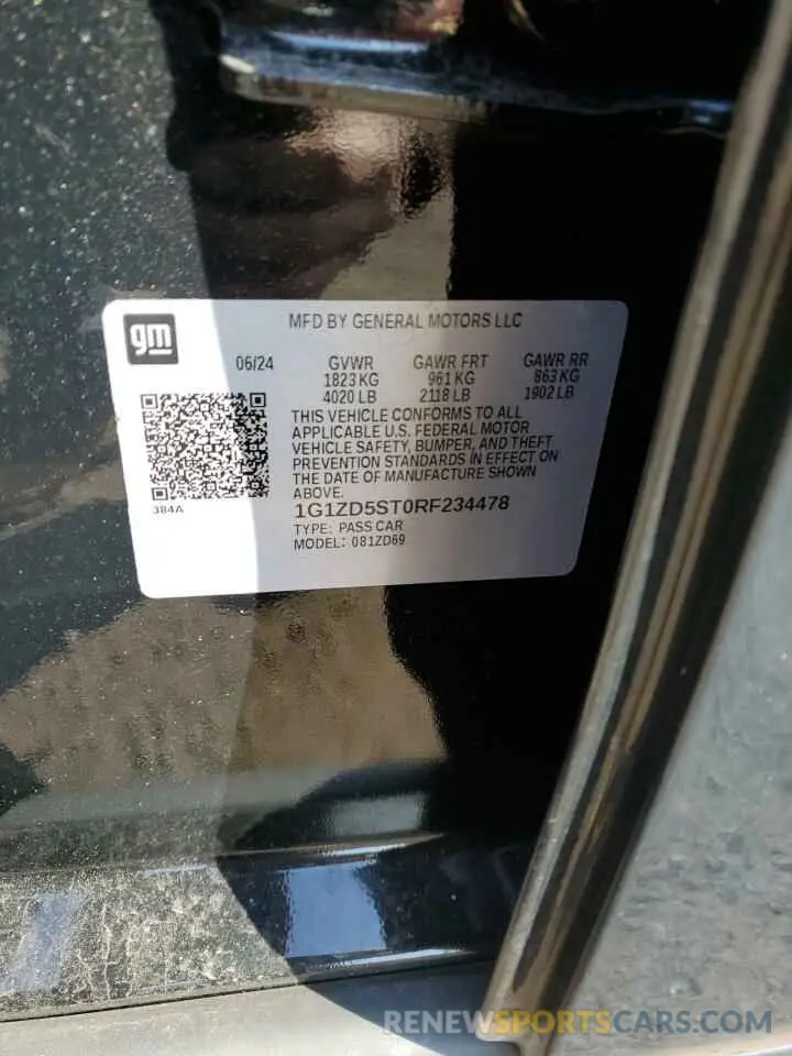 12 Photograph of a damaged car 1G1ZD5ST0RF234478 CHEVROLET MALIBU 2024