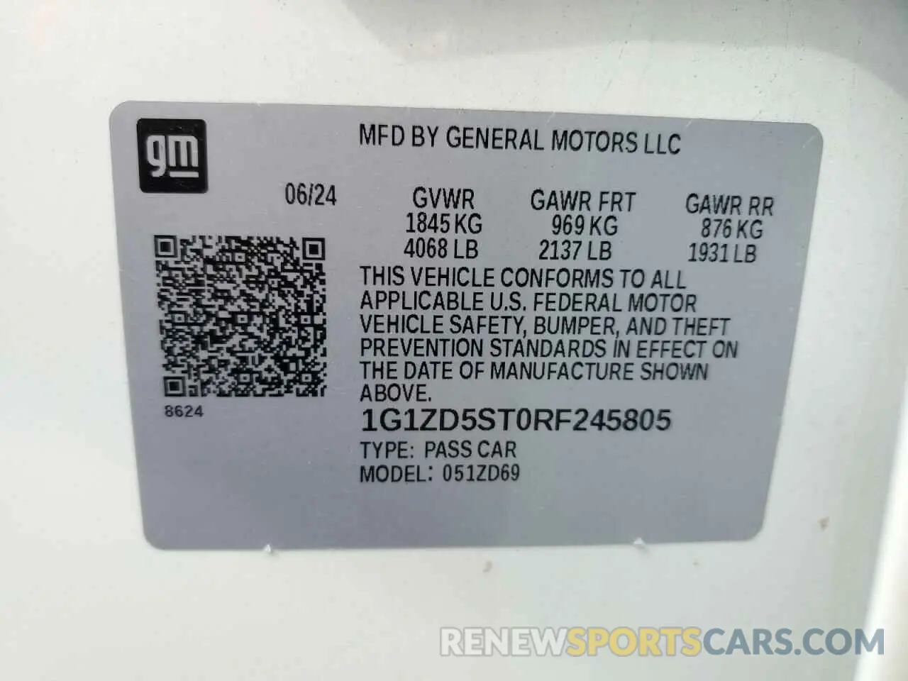 13 Photograph of a damaged car 1G1ZD5ST0RF245805 CHEVROLET MALIBU 2024
