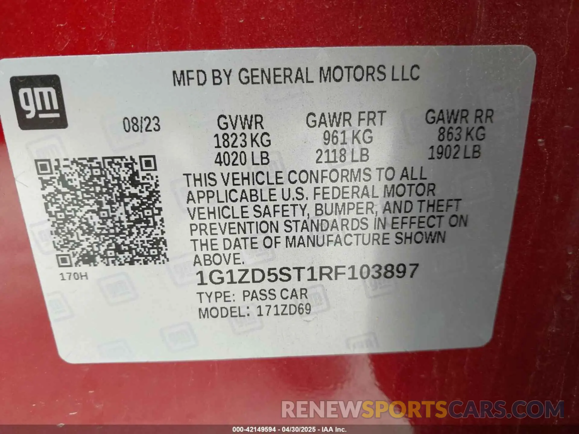 9 Photograph of a damaged car 1G1ZD5ST1RF103897 CHEVROLET MALIBU 2024