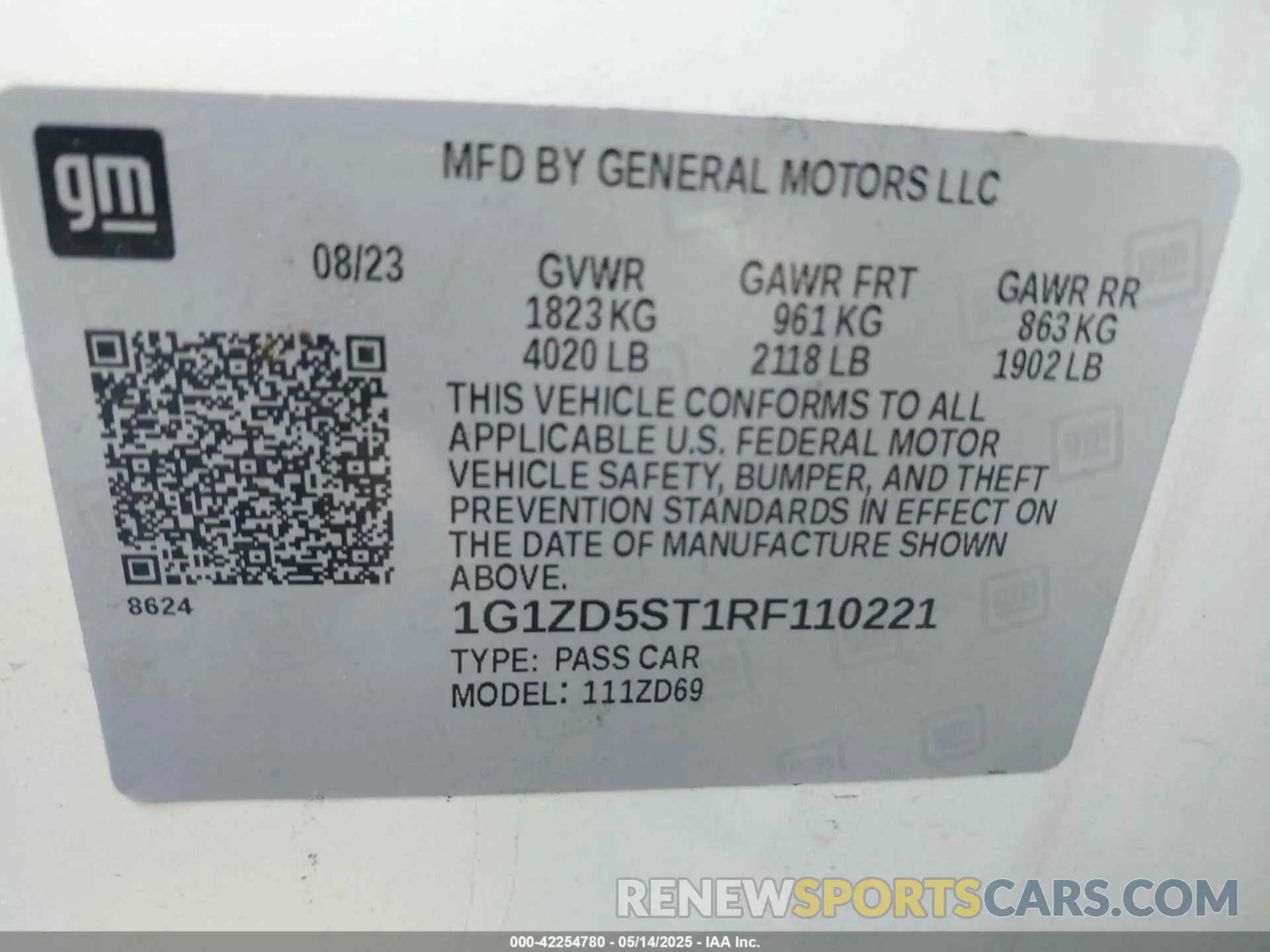 9 Photograph of a damaged car 1G1ZD5ST1RF110221 CHEVROLET MALIBU 2024