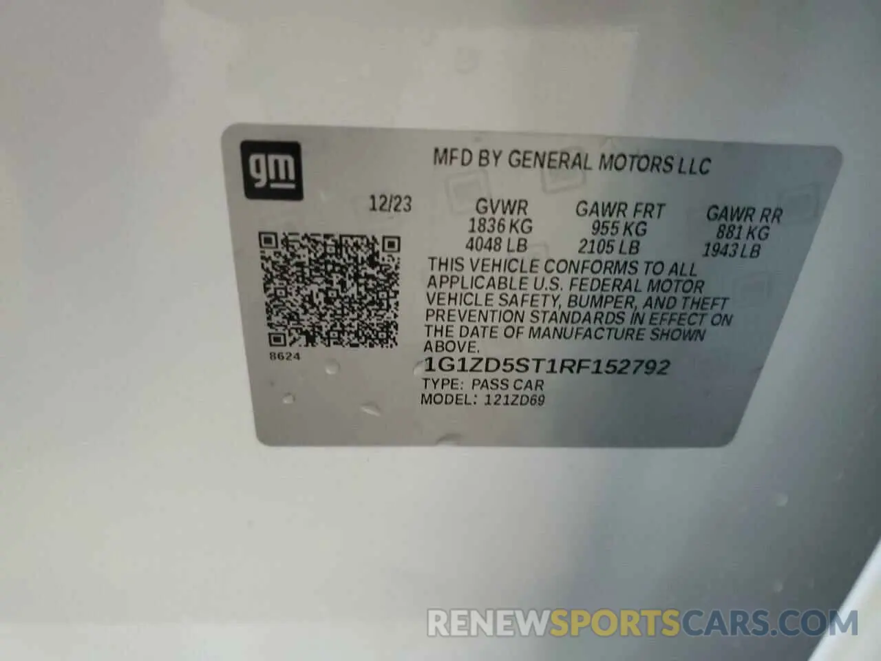 12 Photograph of a damaged car 1G1ZD5ST1RF152792 CHEVROLET MALIBU 2024