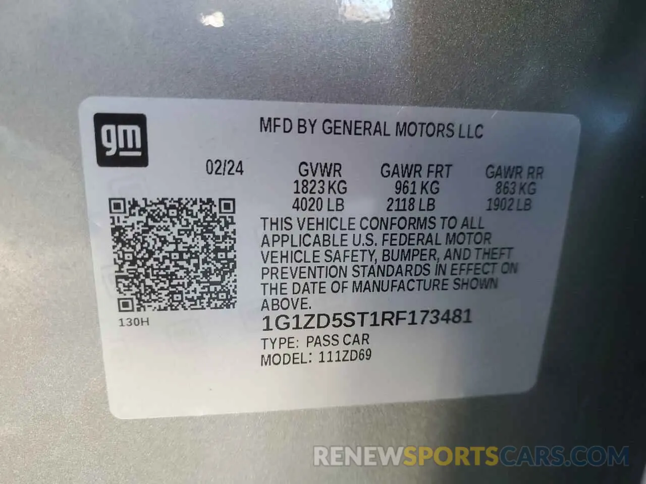 13 Photograph of a damaged car 1G1ZD5ST1RF173481 CHEVROLET MALIBU 2024