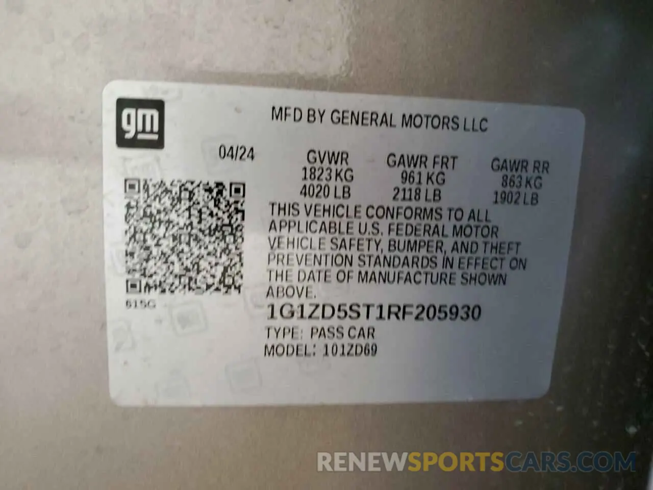12 Photograph of a damaged car 1G1ZD5ST1RF205930 CHEVROLET MALIBU 2024