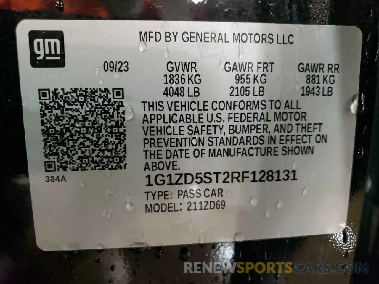 13 Photograph of a damaged car 1G1ZD5ST2RF128131 CHEVROLET MALIBU 2024