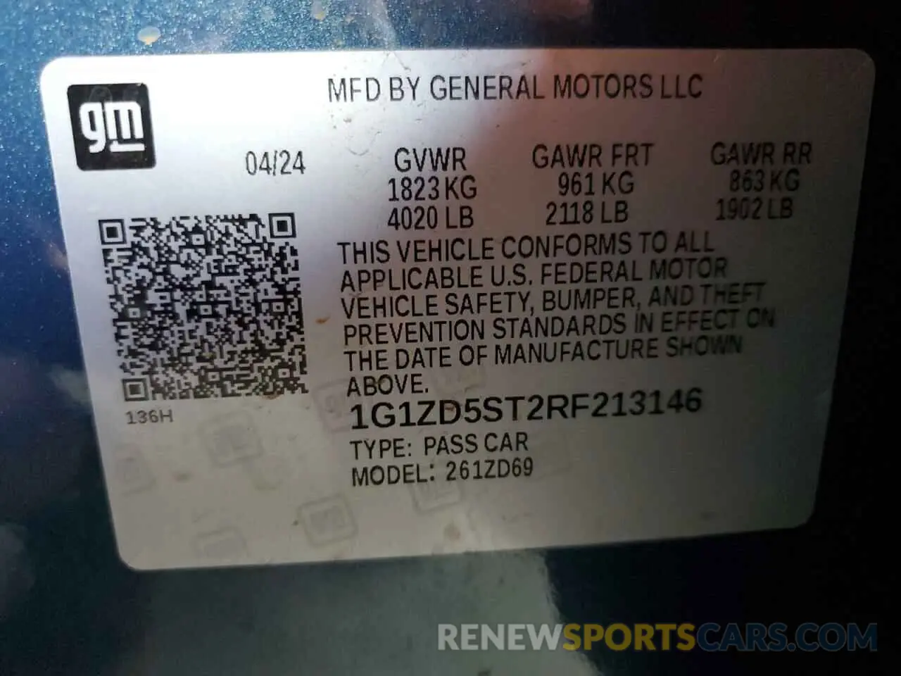 12 Photograph of a damaged car 1G1ZD5ST2RF213146 CHEVROLET MALIBU 2024