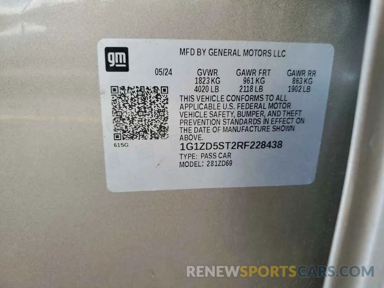 12 Photograph of a damaged car 1G1ZD5ST2RF228438 CHEVROLET MALIBU 2024