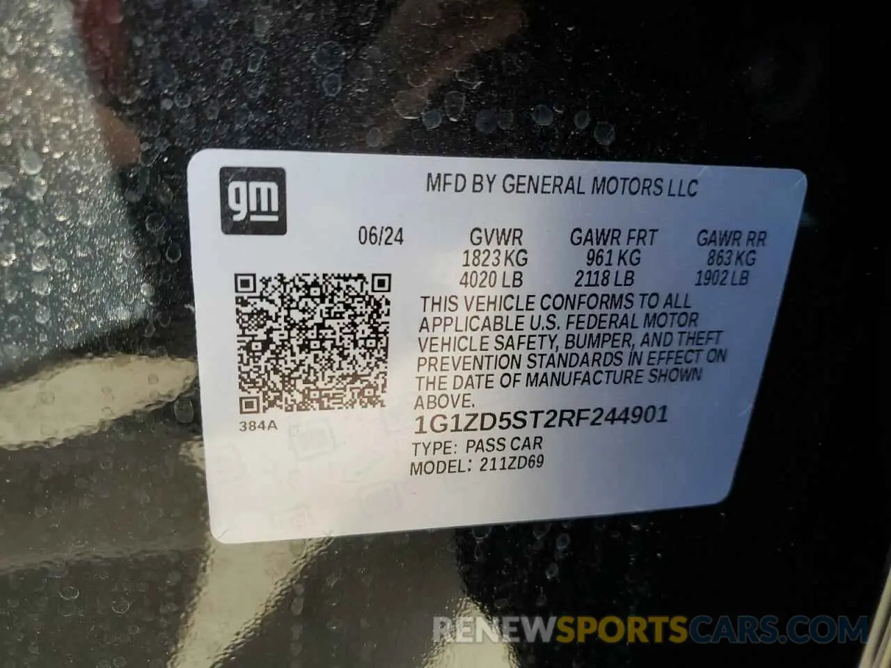 12 Photograph of a damaged car 1G1ZD5ST2RF244901 CHEVROLET MALIBU 2024