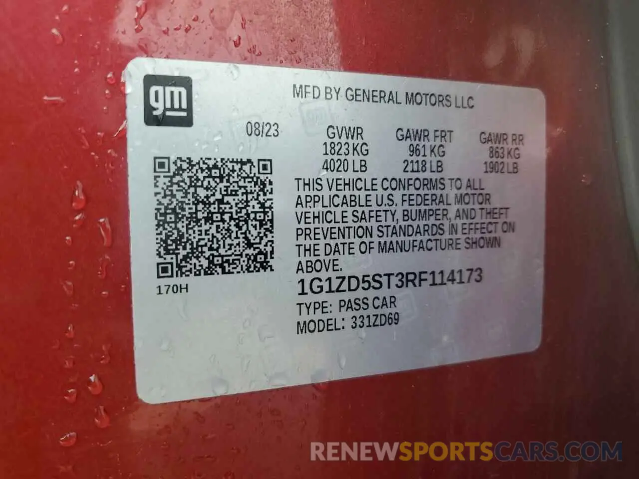 13 Photograph of a damaged car 1G1ZD5ST3RF114173 CHEVROLET MALIBU 2024
