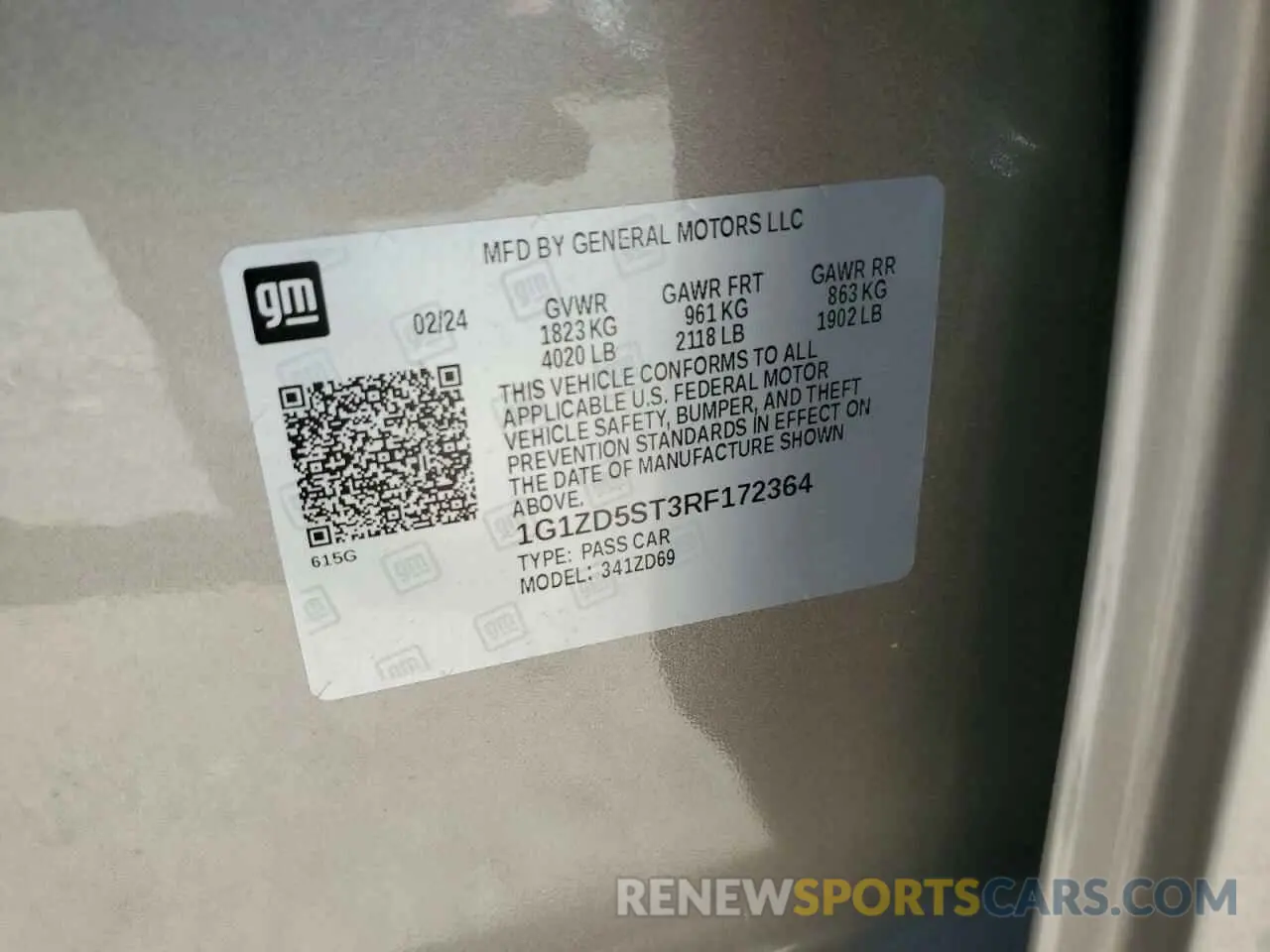 12 Photograph of a damaged car 1G1ZD5ST3RF172364 CHEVROLET MALIBU 2024