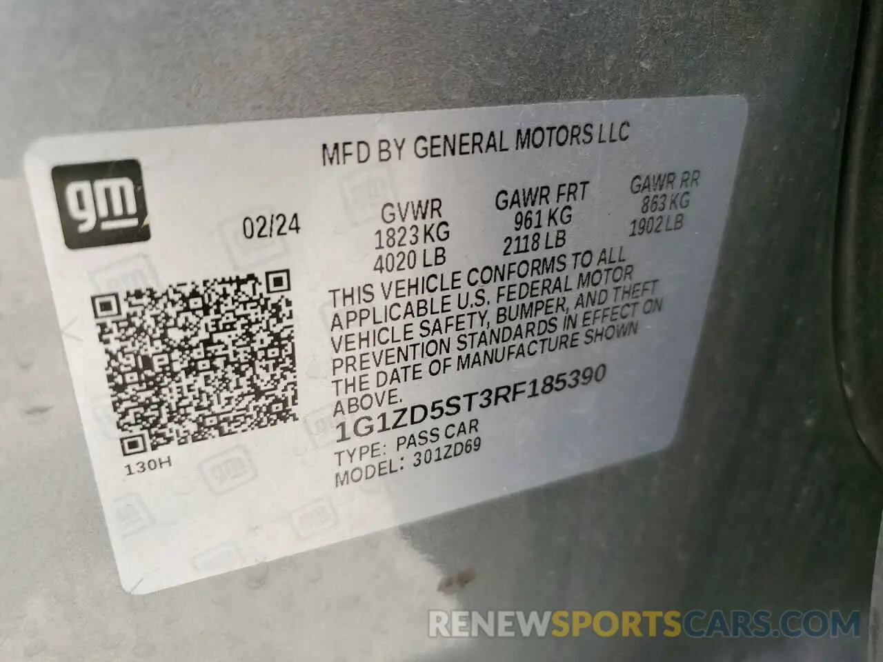 15 Photograph of a damaged car 1G1ZD5ST3RF185390 CHEVROLET MALIBU 2024