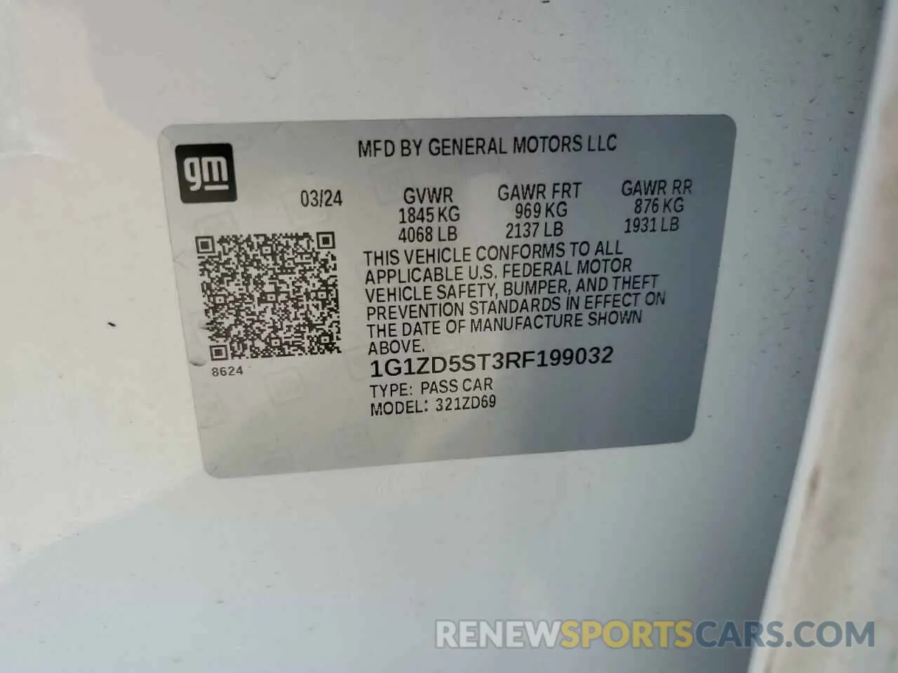 12 Photograph of a damaged car 1G1ZD5ST3RF199032 CHEVROLET MALIBU 2024