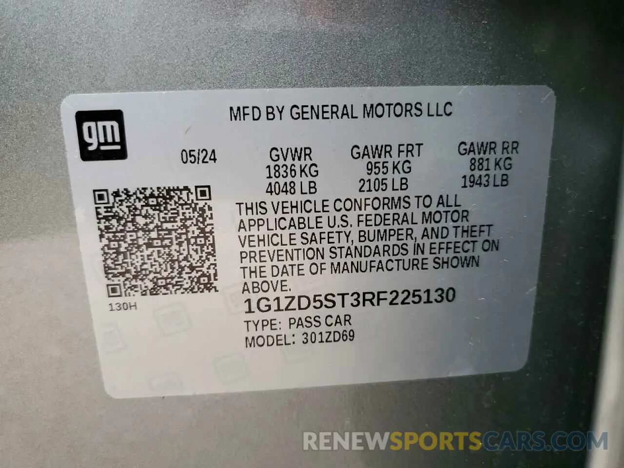 12 Photograph of a damaged car 1G1ZD5ST3RF225130 CHEVROLET MALIBU 2024