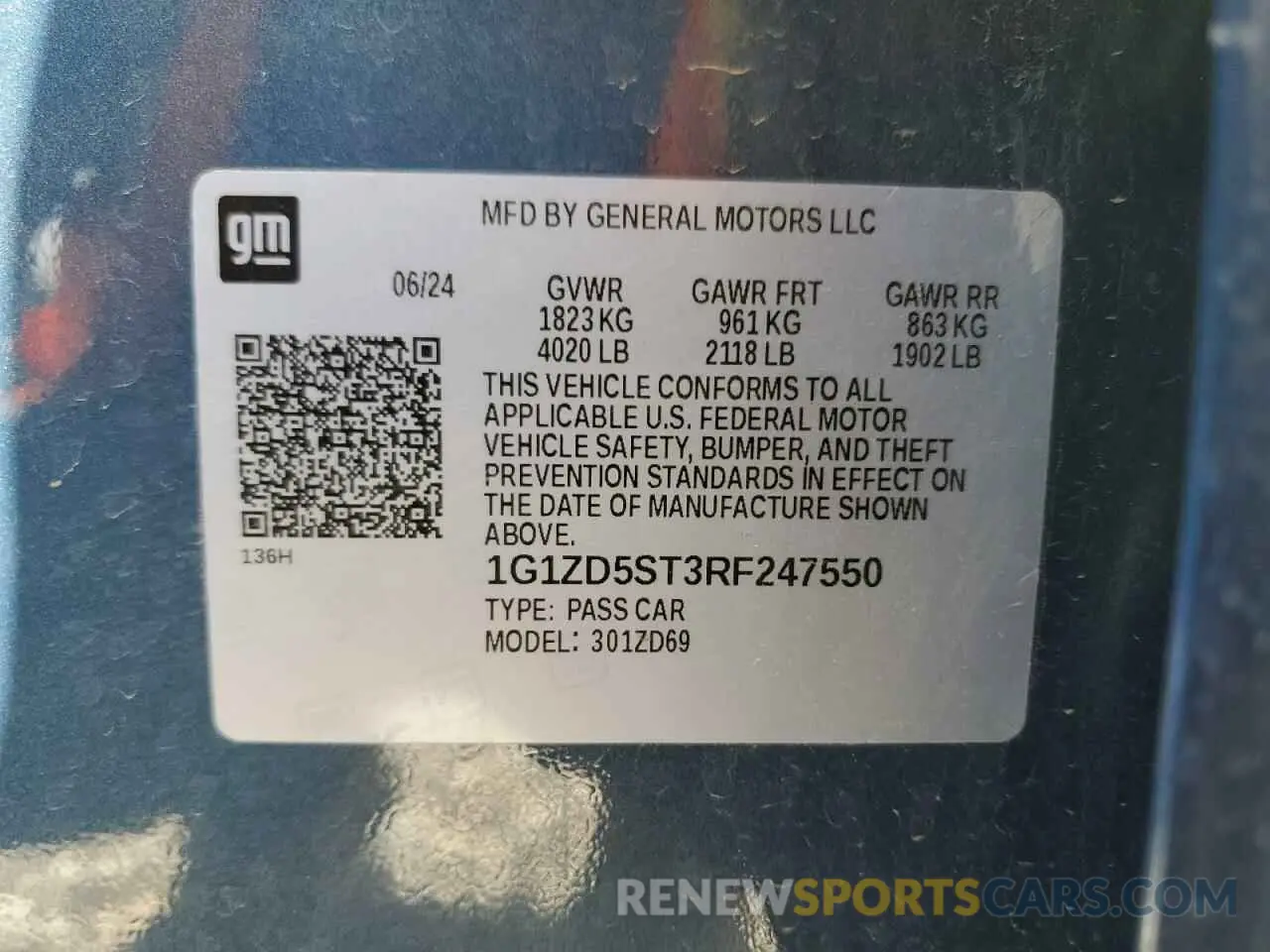 14 Photograph of a damaged car 1G1ZD5ST3RF247550 CHEVROLET MALIBU 2024