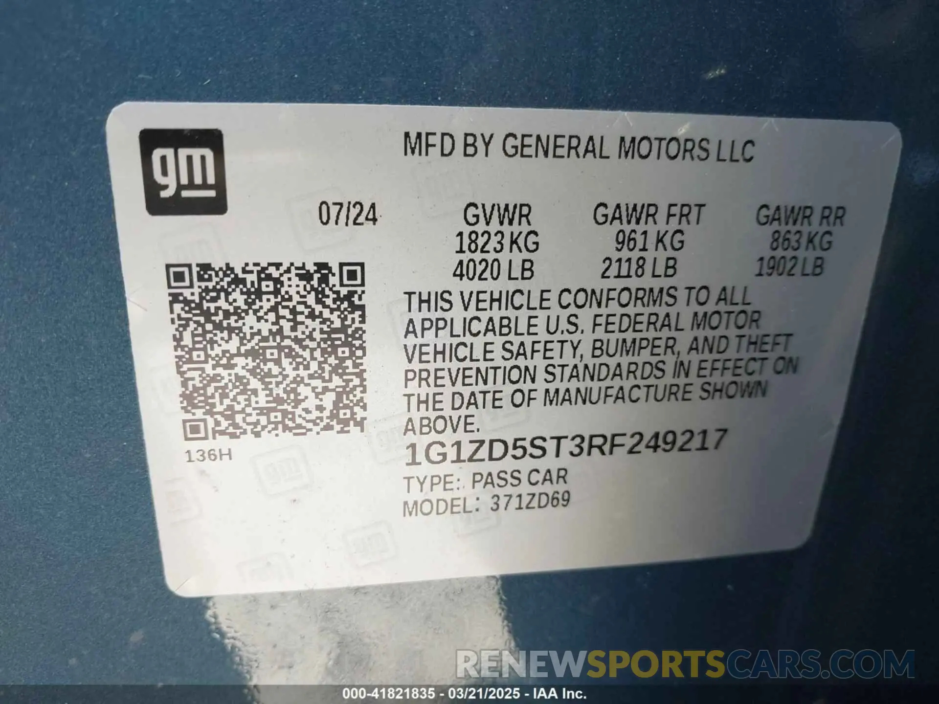 9 Photograph of a damaged car 1G1ZD5ST3RF249217 CHEVROLET MALIBU 2024