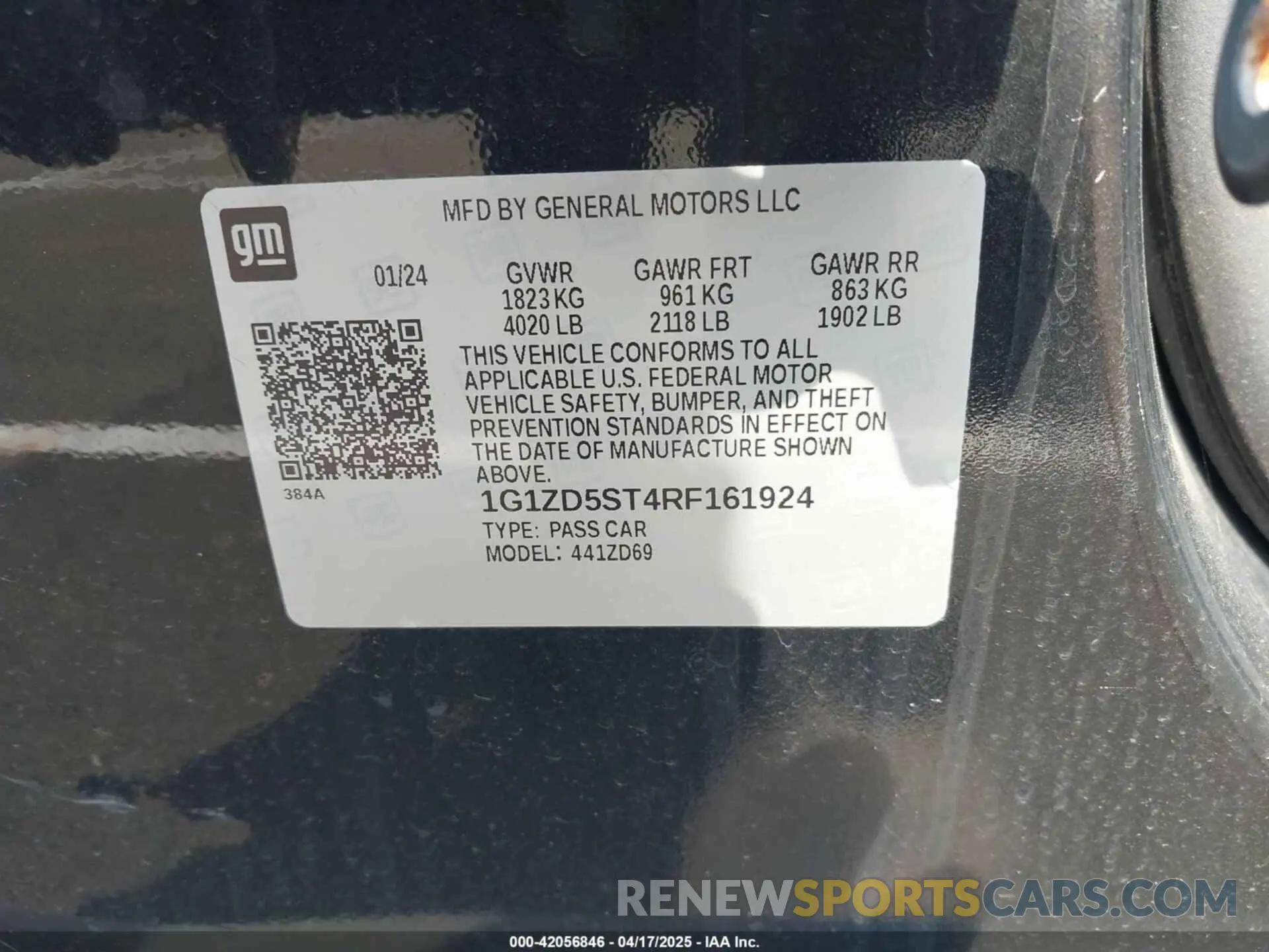9 Photograph of a damaged car 1G1ZD5ST4RF161924 CHEVROLET MALIBU 2024