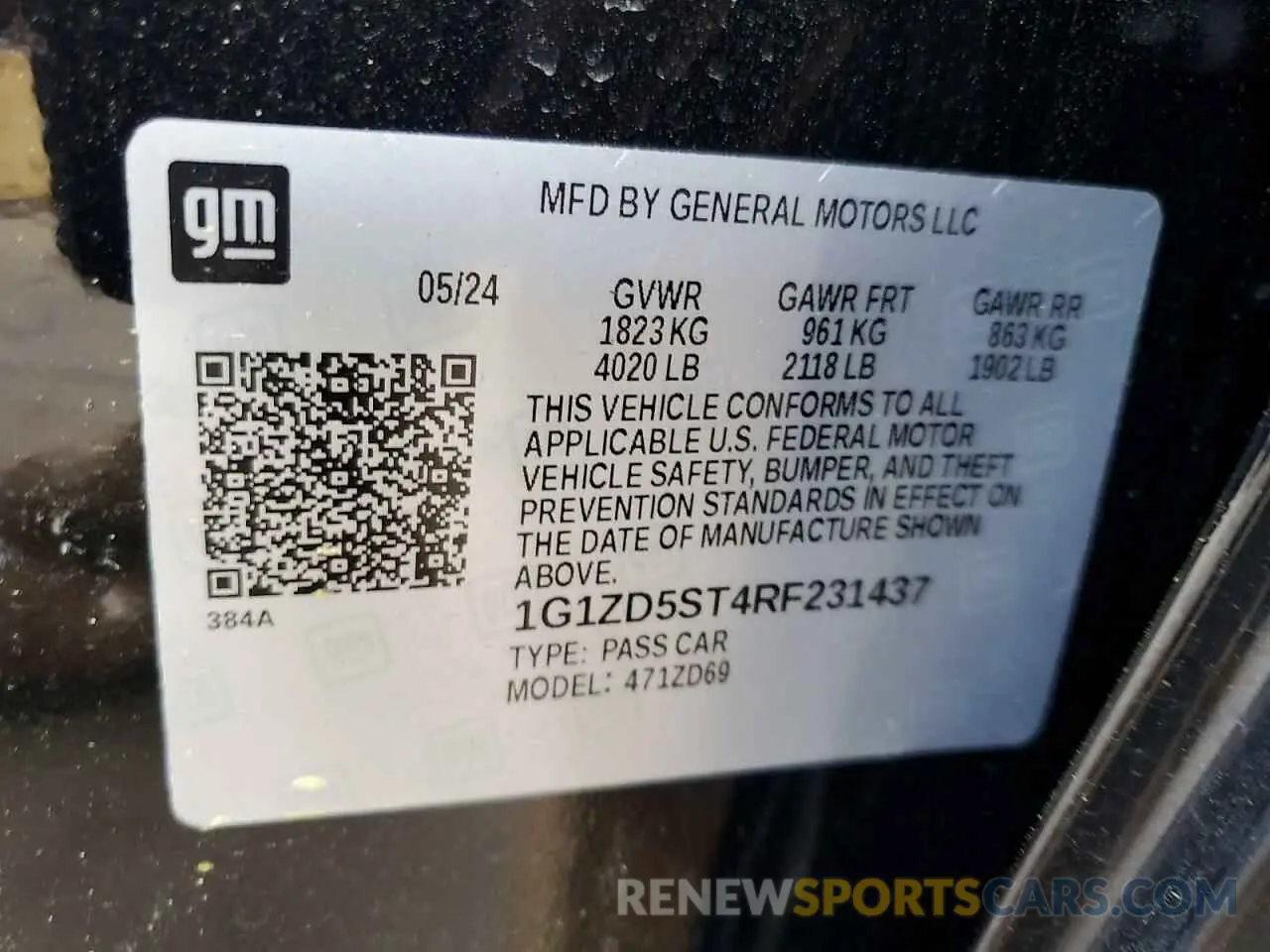12 Photograph of a damaged car 1G1ZD5ST4RF231437 CHEVROLET MALIBU 2024