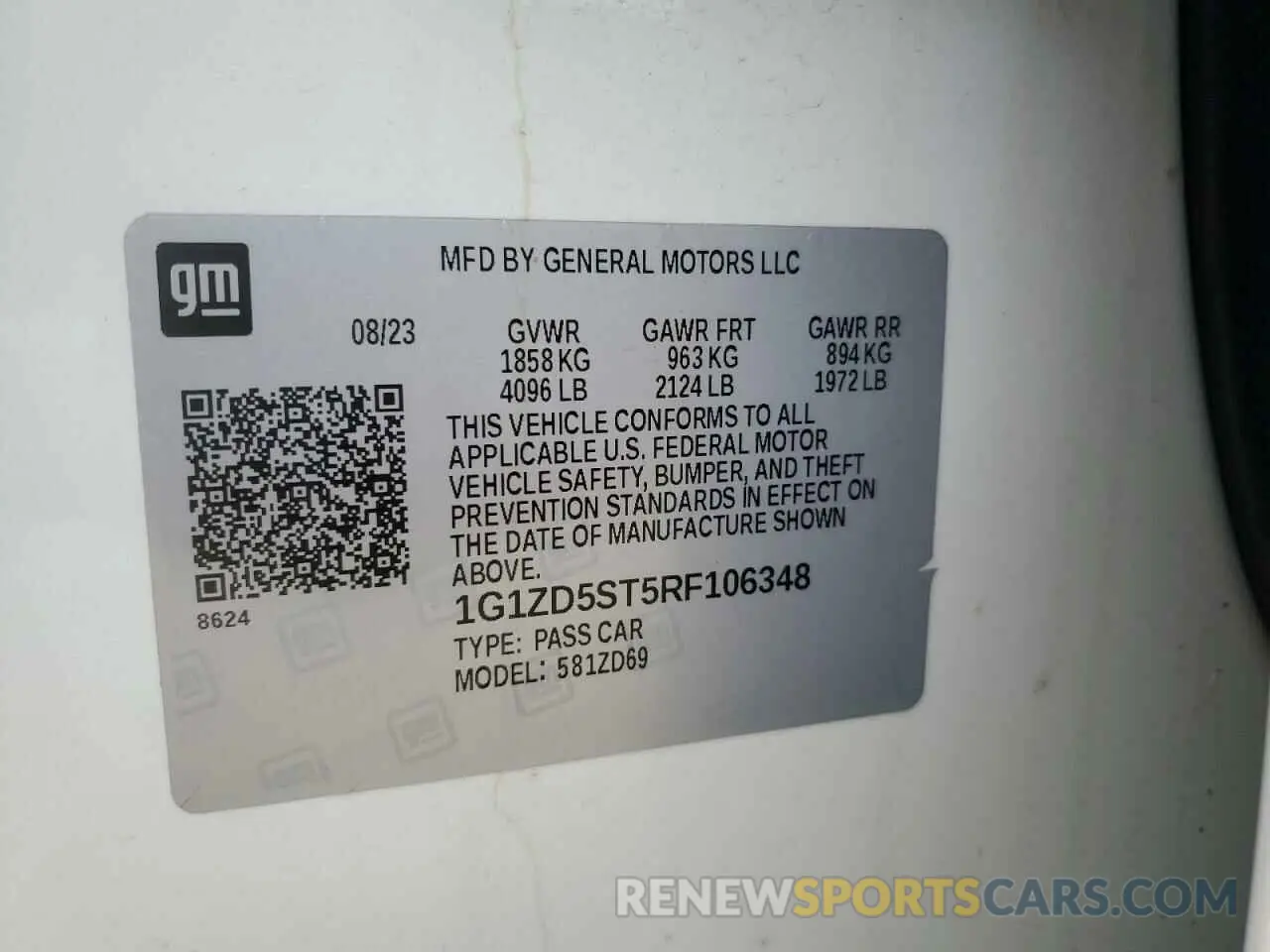 12 Photograph of a damaged car 1G1ZD5ST5RF106348 CHEVROLET MALIBU 2024