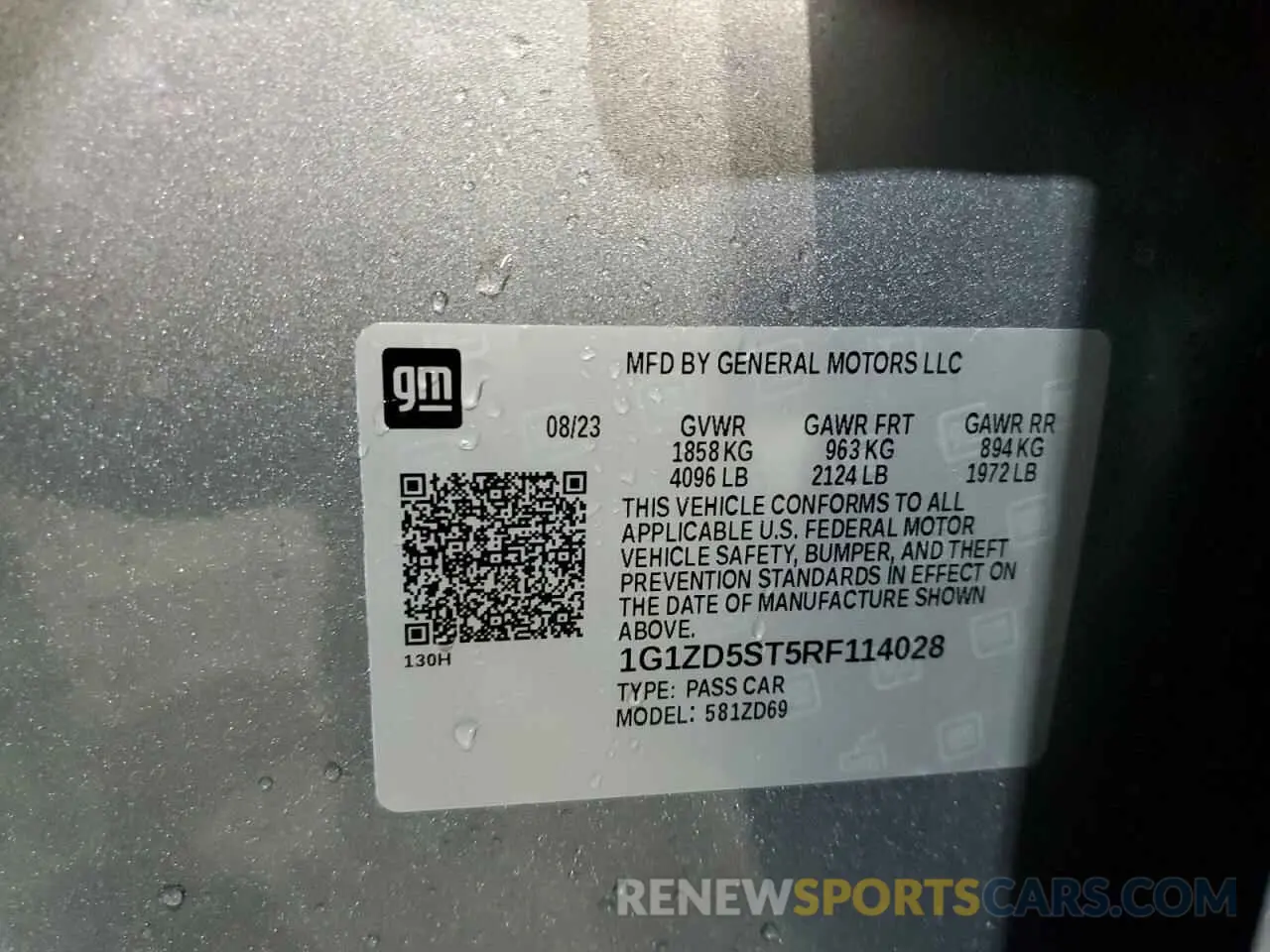 14 Photograph of a damaged car 1G1ZD5ST5RF114028 CHEVROLET MALIBU 2024