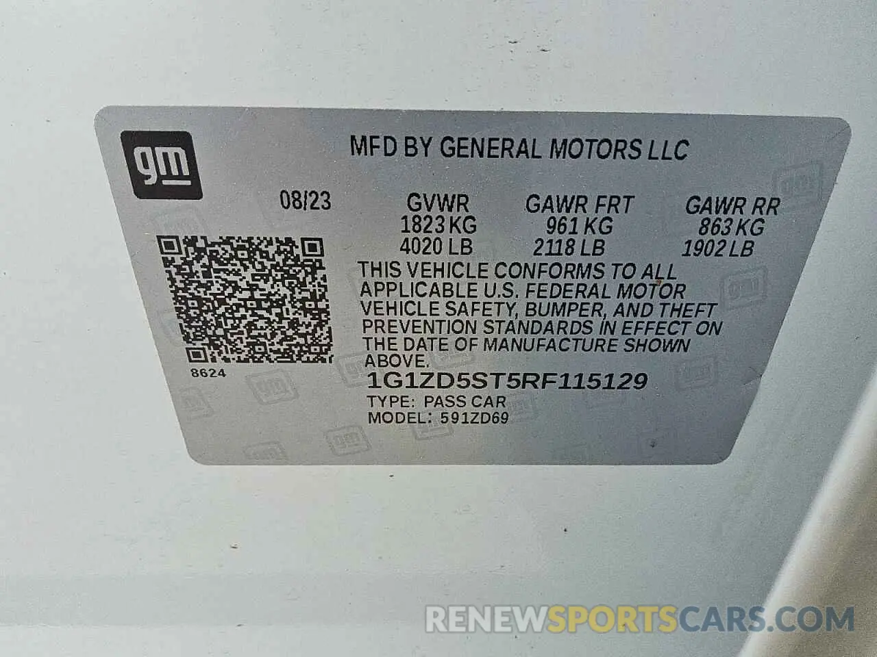 12 Photograph of a damaged car 1G1ZD5ST5RF115129 CHEVROLET MALIBU 2024