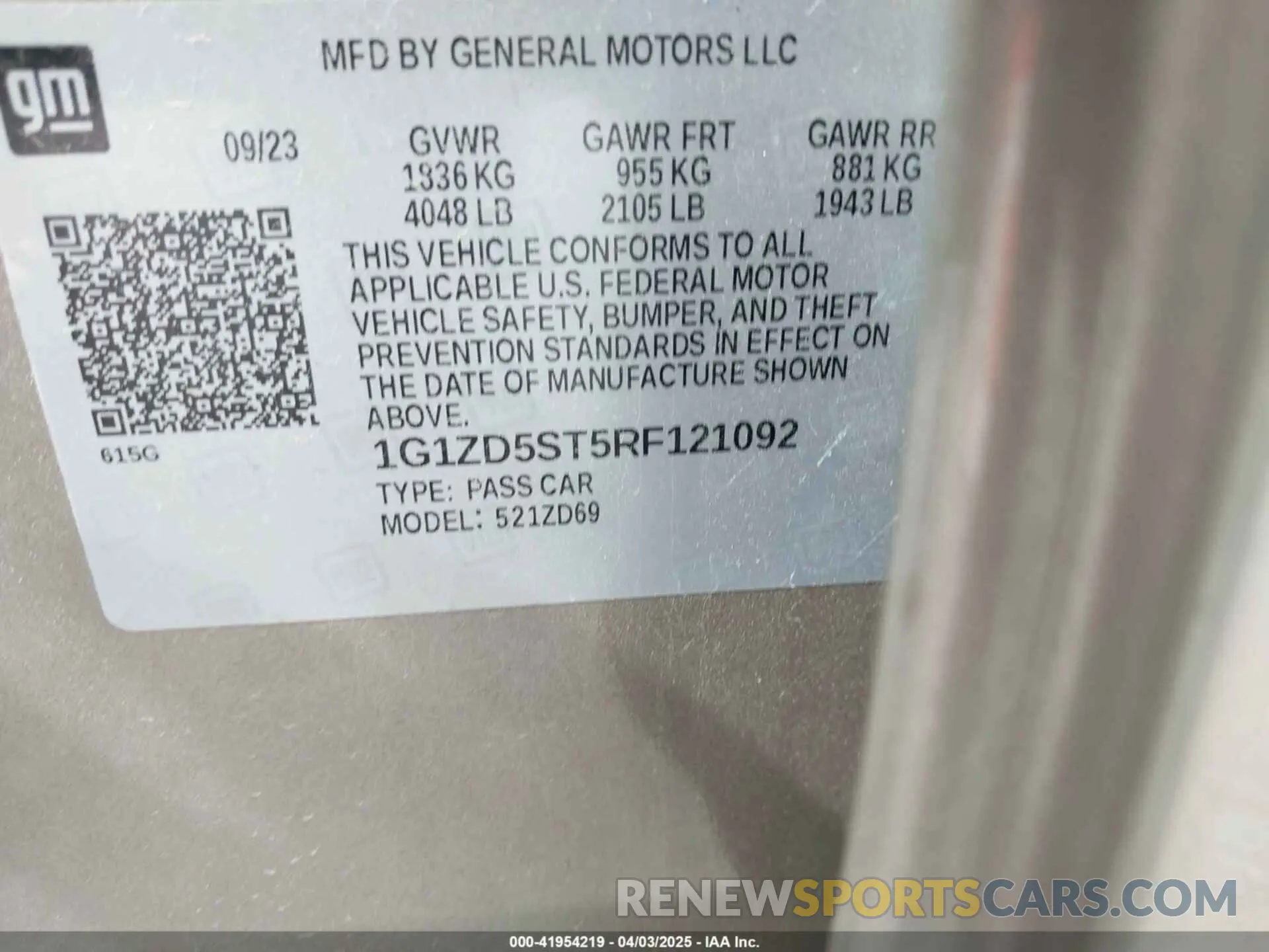 9 Photograph of a damaged car 1G1ZD5ST5RF121092 CHEVROLET MALIBU 2024