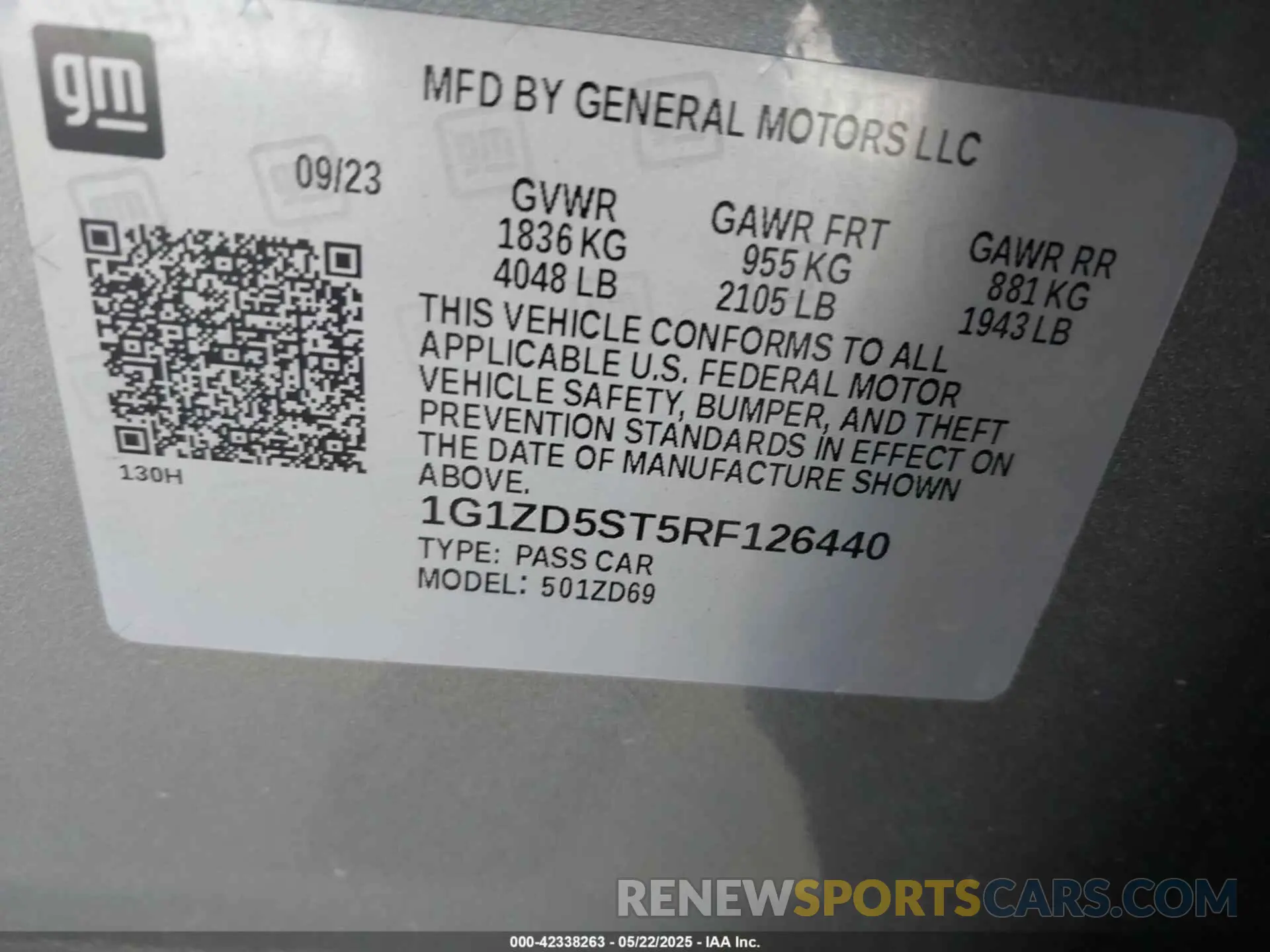 9 Photograph of a damaged car 1G1ZD5ST5RF126440 CHEVROLET MALIBU 2024