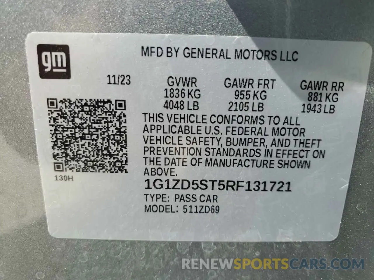 13 Photograph of a damaged car 1G1ZD5ST5RF131721 CHEVROLET MALIBU 2024