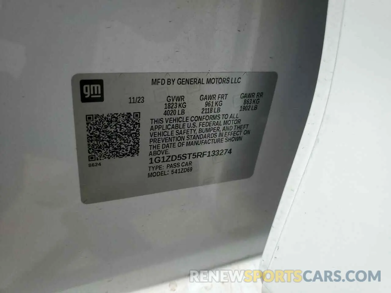 13 Photograph of a damaged car 1G1ZD5ST5RF133274 CHEVROLET MALIBU 2024