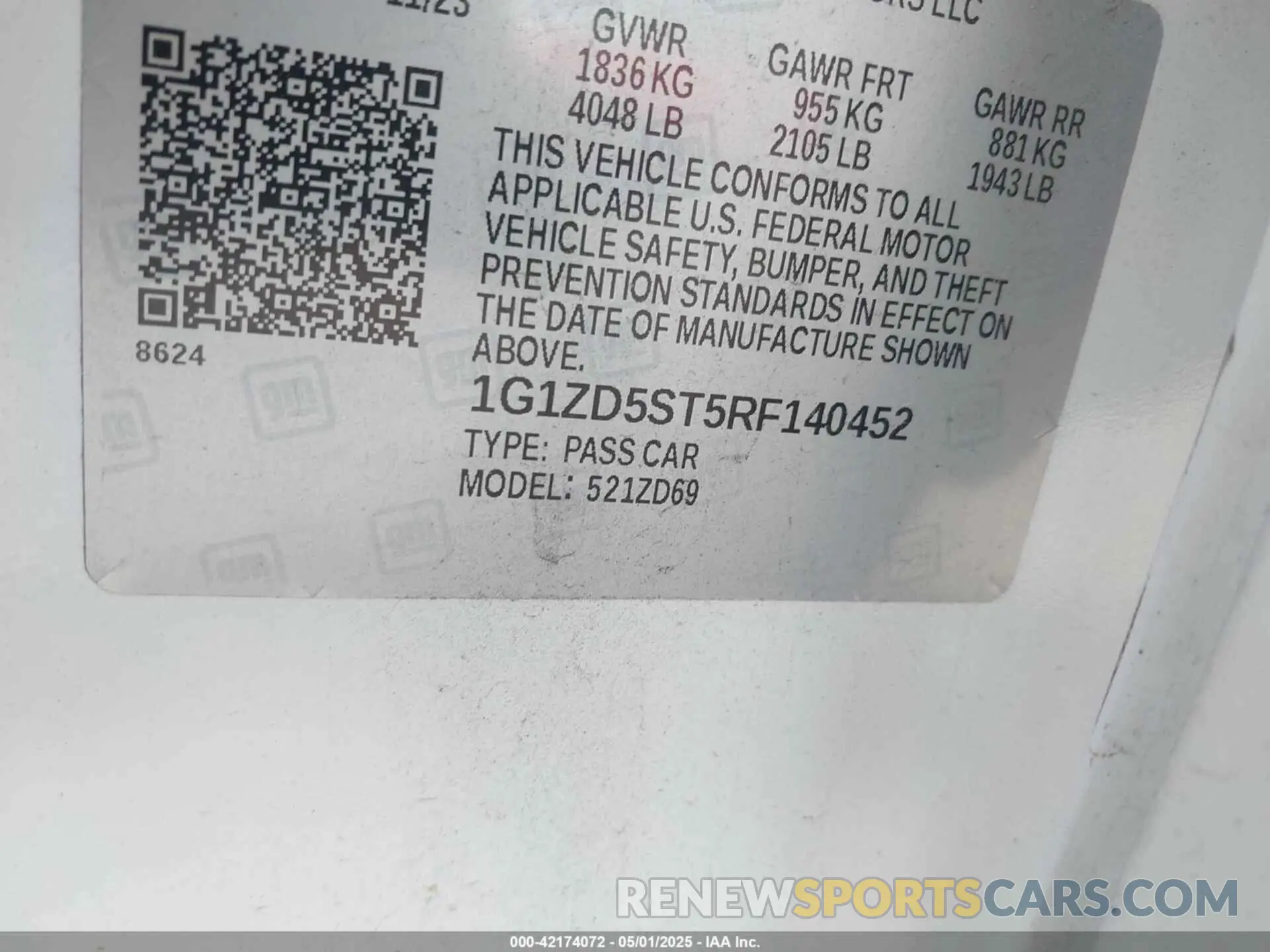 9 Photograph of a damaged car 1G1ZD5ST5RF140452 CHEVROLET MALIBU 2024