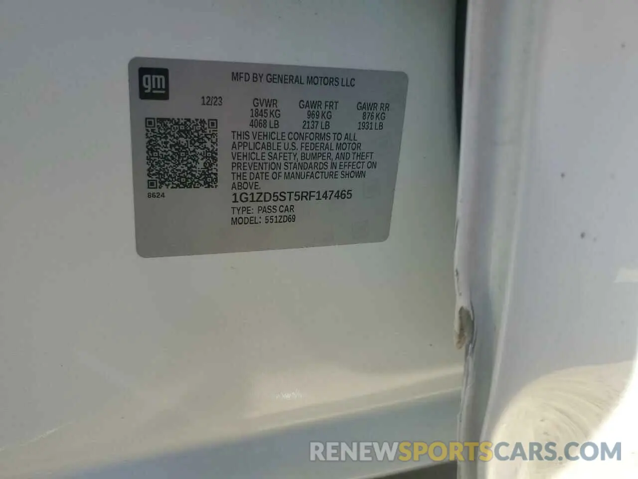 13 Photograph of a damaged car 1G1ZD5ST5RF147465 CHEVROLET MALIBU 2024