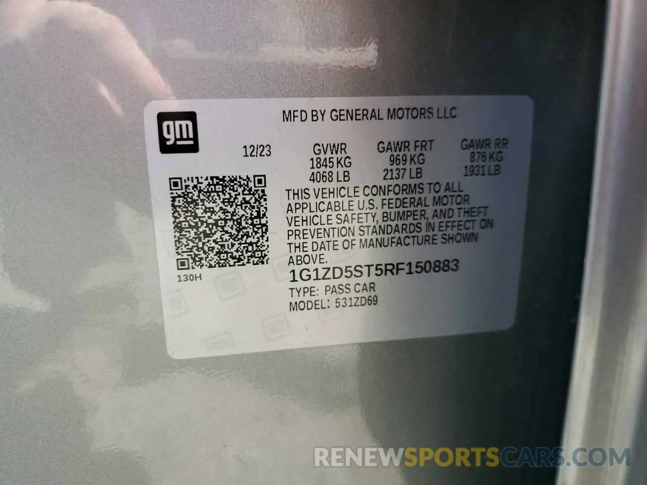 13 Photograph of a damaged car 1G1ZD5ST5RF150883 CHEVROLET MALIBU 2024