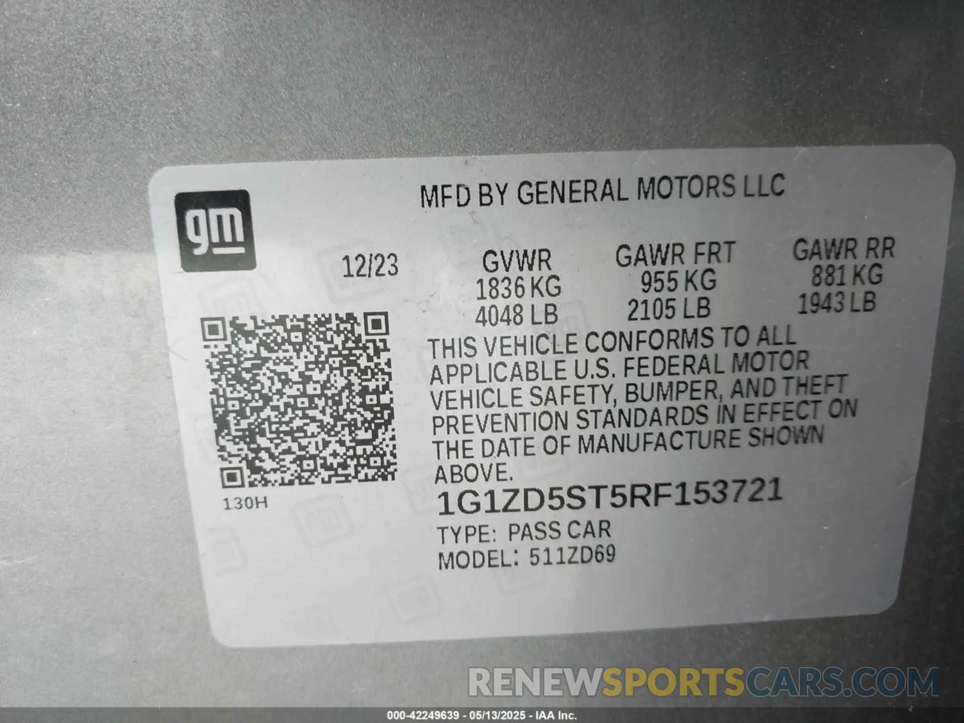 9 Photograph of a damaged car 1G1ZD5ST5RF153721 CHEVROLET MALIBU 2024