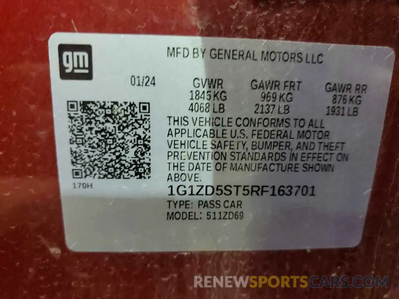 13 Photograph of a damaged car 1G1ZD5ST5RF163701 CHEVROLET MALIBU 2024
