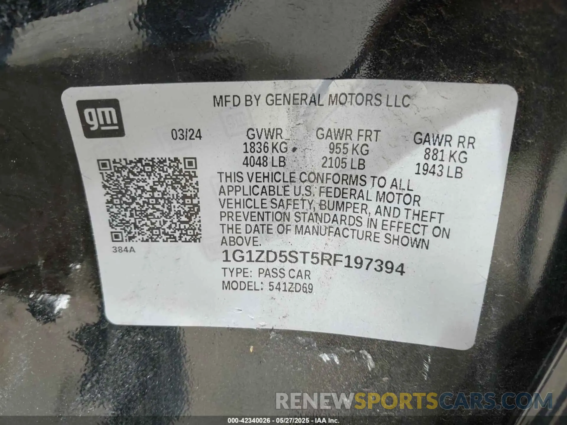 9 Photograph of a damaged car 1G1ZD5ST5RF197394 CHEVROLET MALIBU 2024