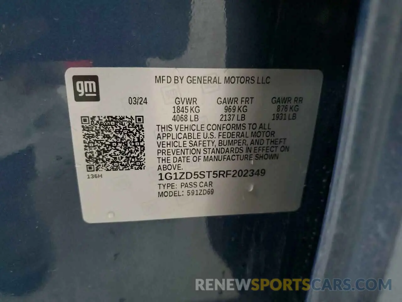 13 Photograph of a damaged car 1G1ZD5ST5RF202349 CHEVROLET MALIBU 2024