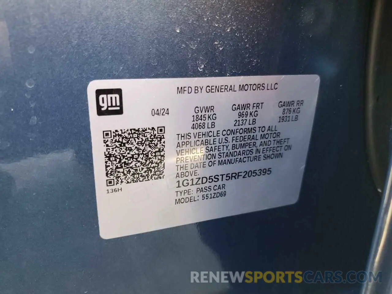 13 Photograph of a damaged car 1G1ZD5ST5RF205395 CHEVROLET MALIBU 2024