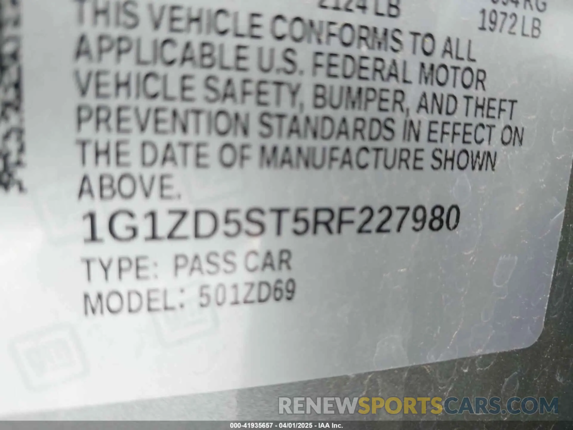 9 Photograph of a damaged car 1G1ZD5ST5RF227980 CHEVROLET MALIBU 2024