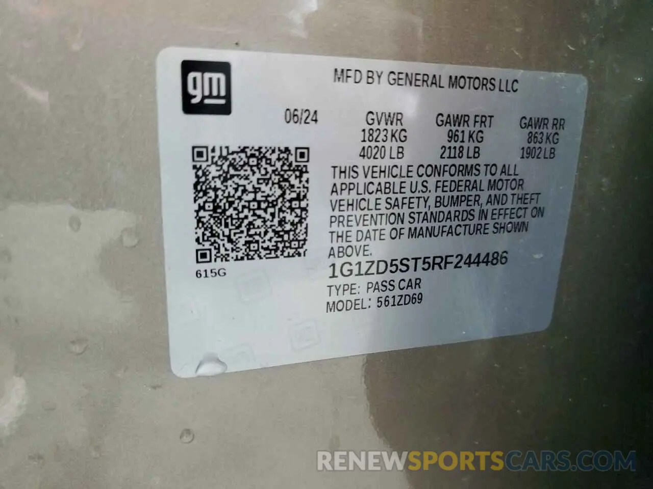 12 Photograph of a damaged car 1G1ZD5ST5RF244486 CHEVROLET MALIBU 2024